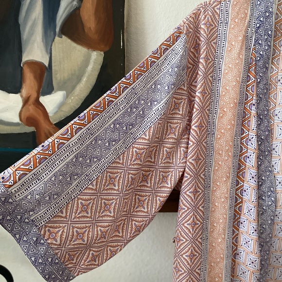 Oscar de la Renta Pink Label Vintage Geometric Robe SZ L. - Picture 2 of 7